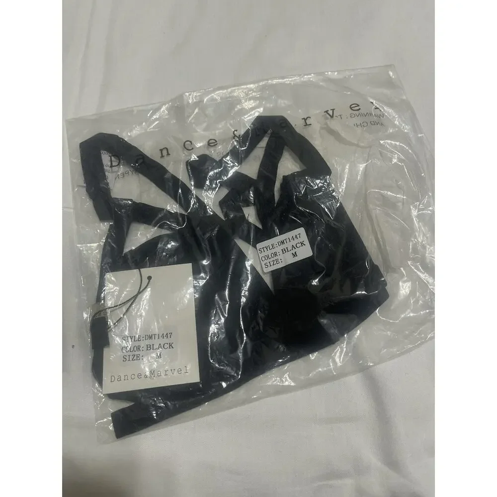 1 Sexy Bra Cross Lines Sexy Strappy Back Lightweight Lingerie No Pad MEDIU Black